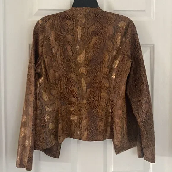 Zara Women’s Size M Snake Print Jacket Blazer Brown Bronze NWT - Picture 2 of 9